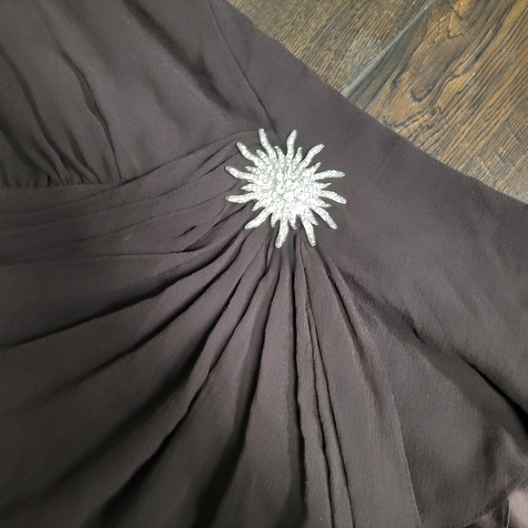 New TADASHI Shoji Dress Tiered Cocktail Formal Chocilate Brown Silk Size… - Picture 6 of 9